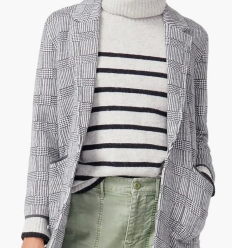 J. Crew Sophie Open-Front Sweater Blazer in Glen Plaid, S, NWOT